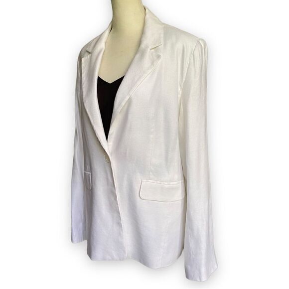 1901 Ecru White Linen Single-Button Blazer | Size 8 - Picture 5 of 13